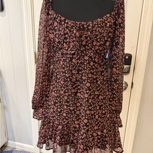 Trixxi Black and Red Floral Midi Dress